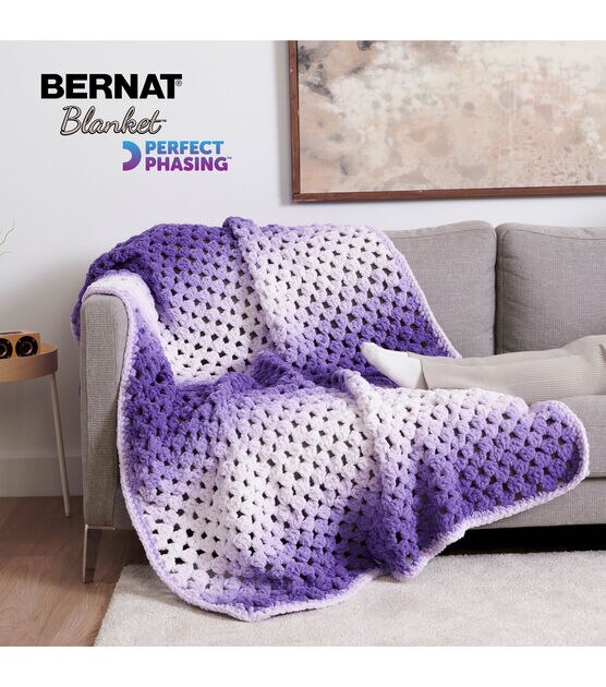 Bernat Knitting Yarn Blanket Big Ball Shadow Purple 2-Skein Factory Pack (Same Dyelot) 161110-10882 Bundle with 1 Artsiga Crafts Project Bag