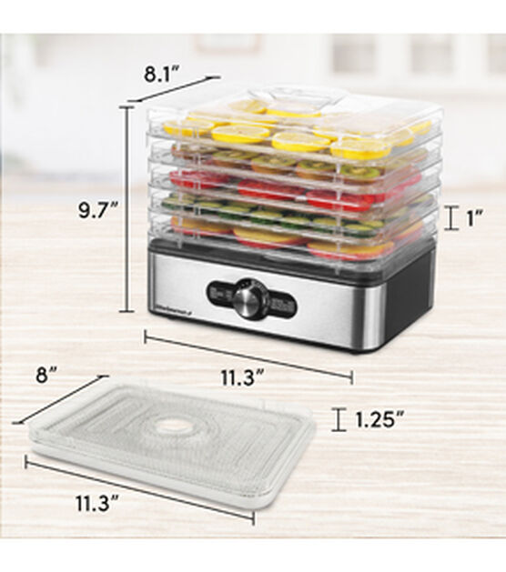 Elite Gourmet 5 Stainless Steel Tray Food Dehydrator w/ Temp Controls, , hi-res, image 2