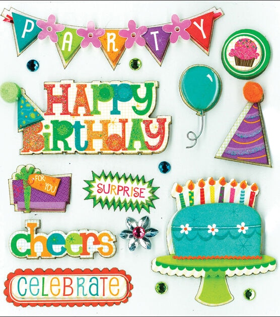 K&Company Dimensional Embellishments Birthday Wishes