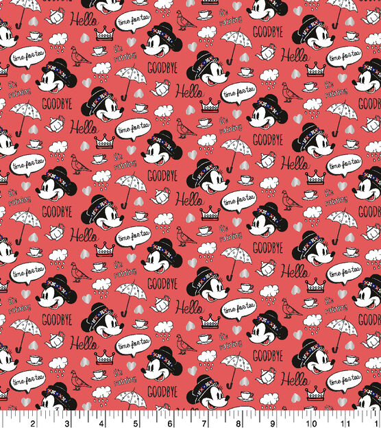 Disney Knit Fabric Mickey & Minnie Hello