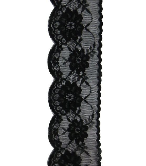 Save the Date 2.5" x 15' Black Lace Ribbon, , hi-res, image 2