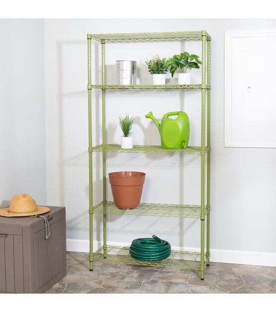 Honey Can Do 36" x 72" Olive 5 Tier Adjustable Shelving Unit 200lbs, , hi-res, image 3