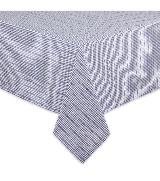 Design Imports Farmhouse Gingham Tablecloth 60x84 French Blue