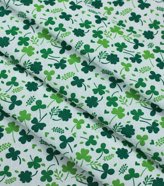 Small Shamrocks Tossed St. Patrick's Day Cotton Fabric, , hi-res, image 2