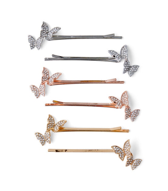 6ct Metal Butterfly Hairpins by hildie & jo, , hi-res, image 2