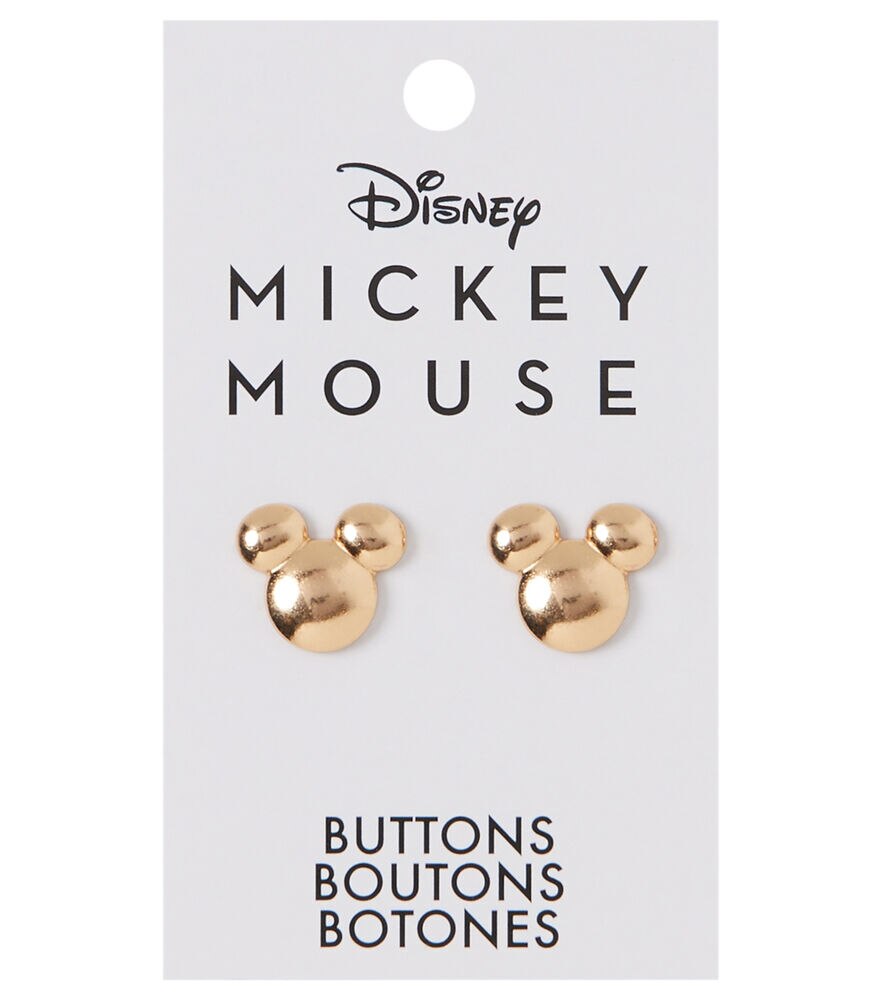 Disney 9/16" Metal Mickey Mouse Shank Buttons 2pk, Gold, swatch