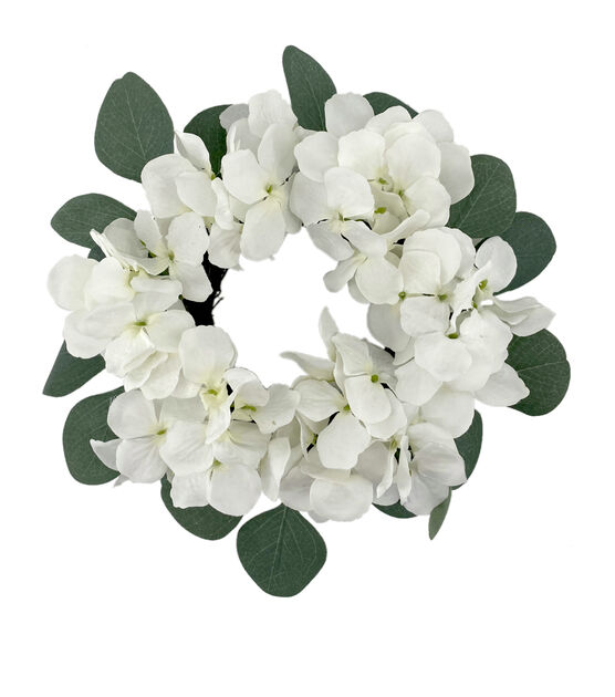 10" Spring White Hydrangea Mini Wreath by Bloom Room