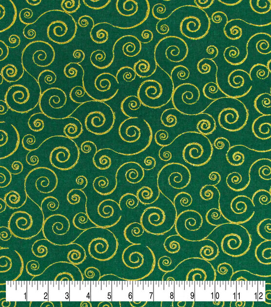 Scrolls Christmas Glitter Cotton Fabric, , hi-res, image 7