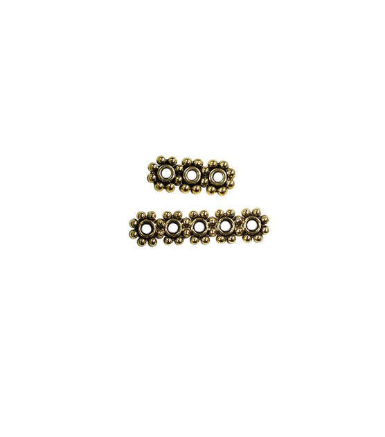 32ct Antique Gold Metal Dotted 3 & 5 Loop Spacer Bars by hildie & jo