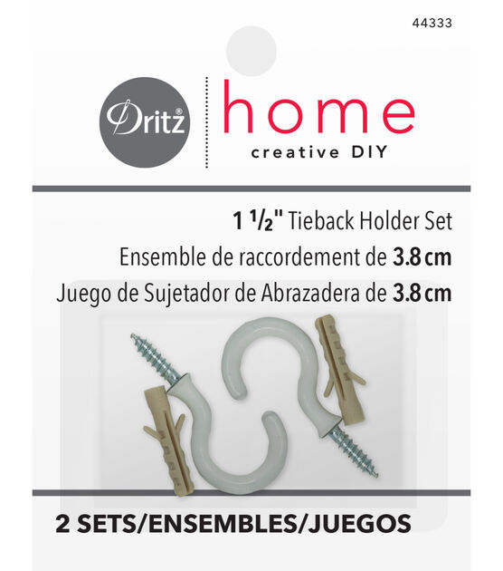 Dritz Home 1-1/2" Tieback Holder Set, 2 pc, White