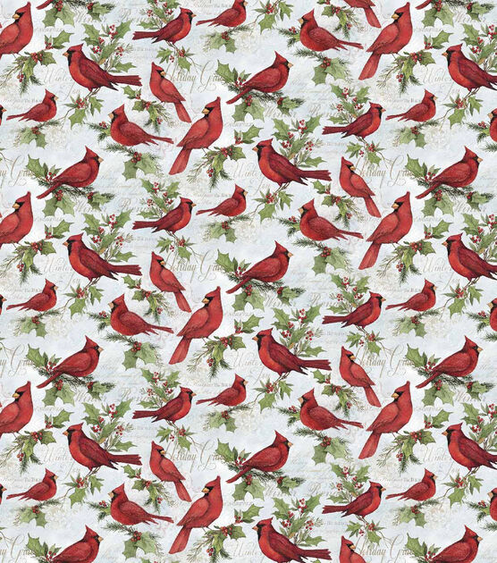Springs Creative Cardinals on Scripts Christmas Cotton Fabric, , hi-res, image 2