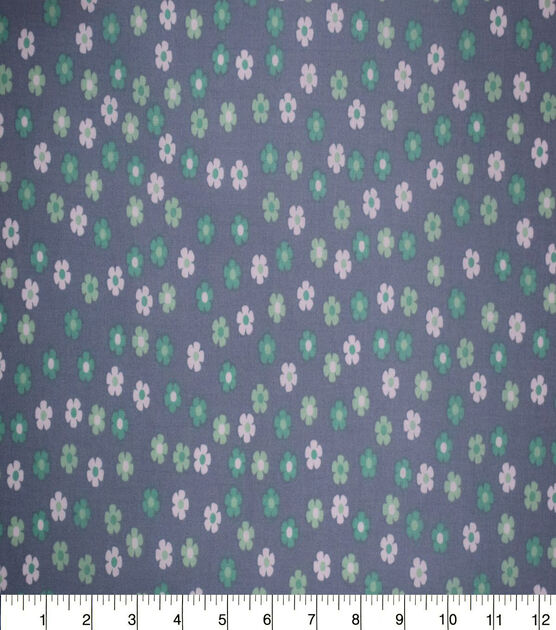 Mint Ditsy Floral on Gray Quilt Cotton Fabric by Quilter's Showcase