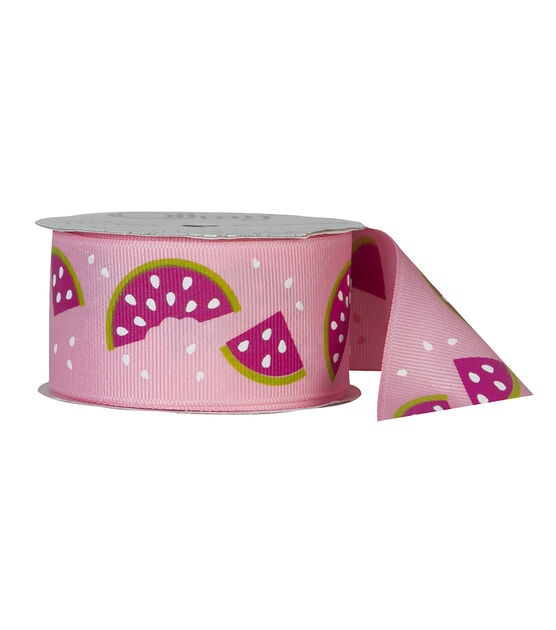 Offray Grosgrain Ribbon 1.5''x9' Watermelons on Pink