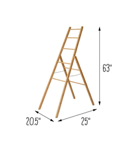 Honey Can Do 20.5" x 63" Natural Bamboo Folding Ladder Rack, , hi-res, image 14