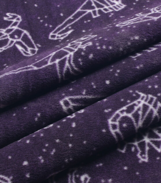 Galaxy Dinosaurs on Purple Anti Pill Fleece Fabric, , hi-res, image 3