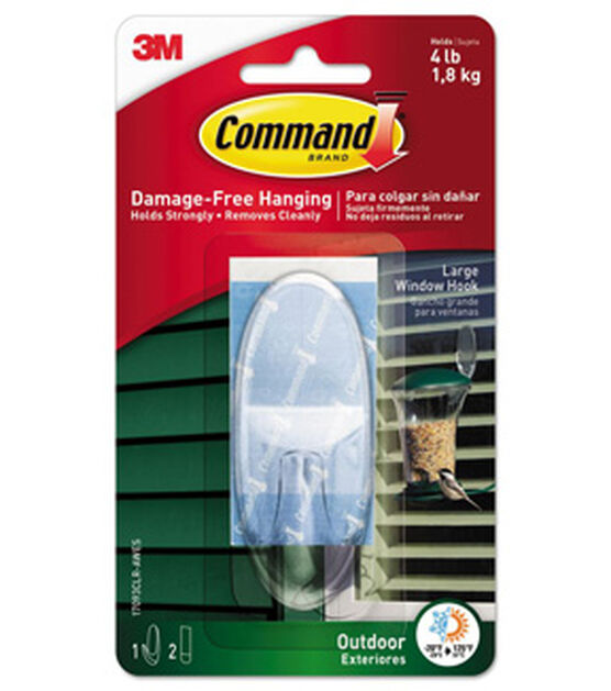 Command 4lbs Clear Large Outdoor Window Hooks 4ct