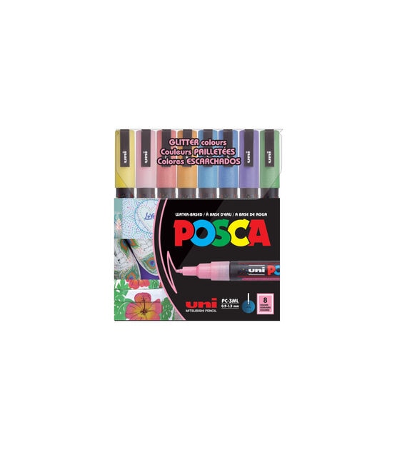 POSCA Paint Marker Set, 8-Color PC-3M Fine Glitter Set, , hi-res, image 10