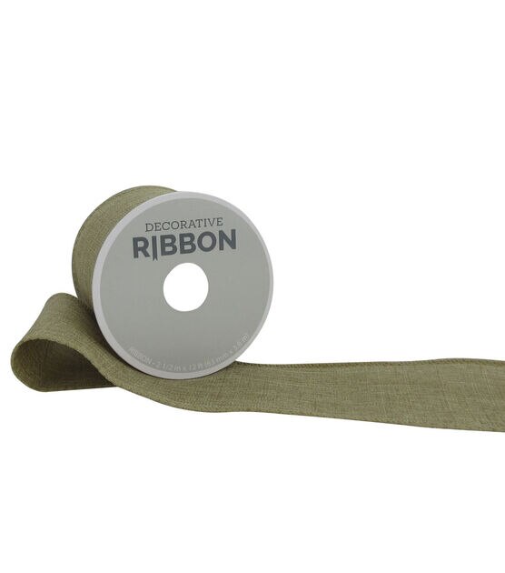 Decorative Ribbon 2.5" Solid Linen Ribbon Natural