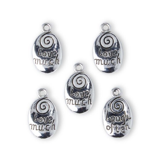 5pc Silver Love Much & Laugh Often Cast Metal Charms by hildie & jo, , hi-res, image 2