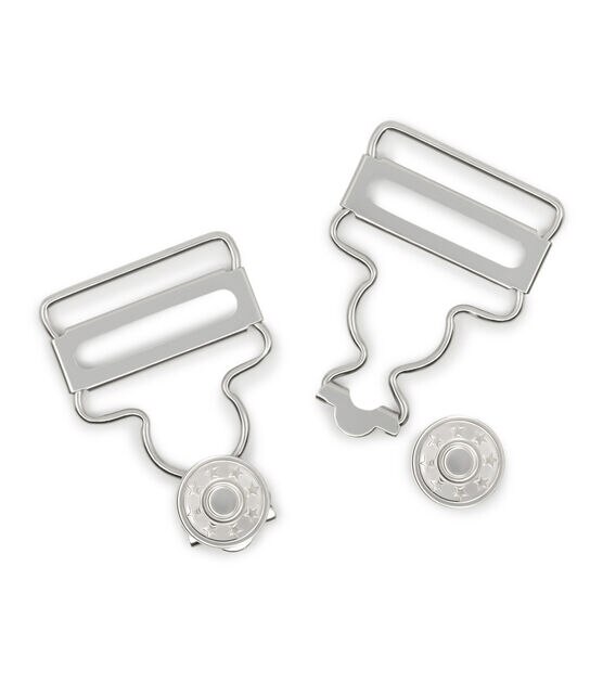 Dritz 1" Overall Buckles with No-Sew Buttons, Nickel, 2 pc, , hi-res, image 3