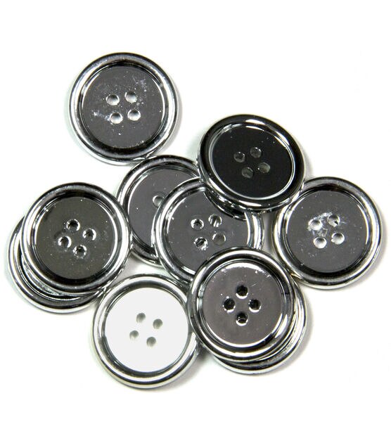 La Mode 10 pk 1'' Round Buttons Silver | JOANN