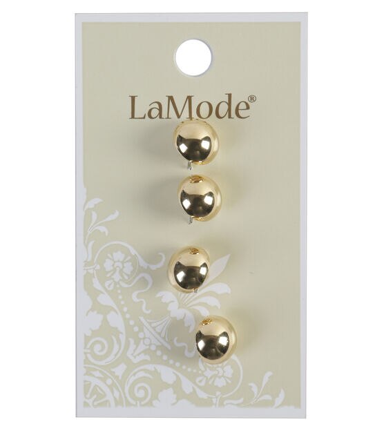 La Mode 3/8" Gold Shank Buttons 4pk