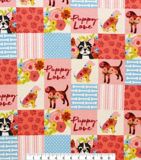Floral Dog Block Super Snuggle Flannel Fabric, , hi-res, image 2
