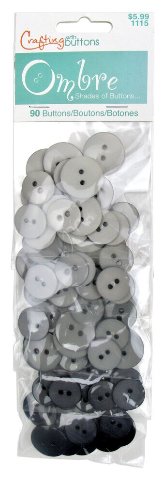 Blumenthal Lansing 90ct Ombre Assorted Round 2 Hole Buttons, Ombre Gray, swatch