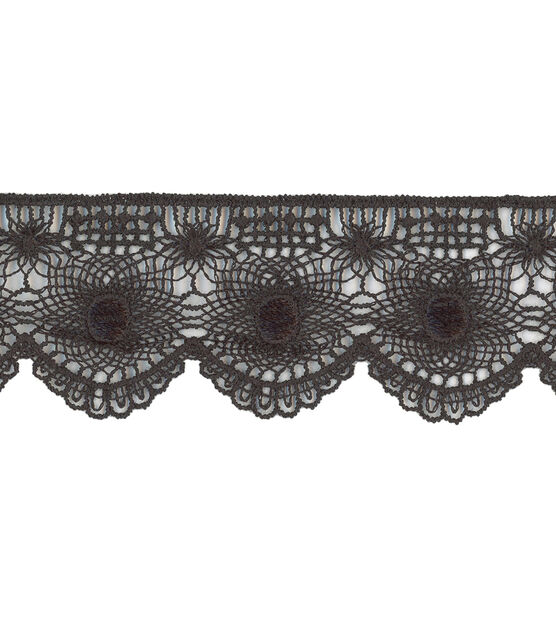 Simplicity Wide Tattered Lace Trim 1.38'' Black