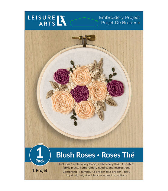 Leisure Arts 4" Spicy Blush Roses Embroidery Kit