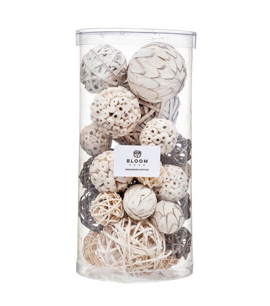6" White & Gray Ball Bowl Fillers by Bloom Room