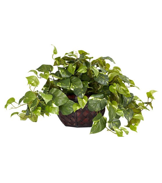 Nearly Natural Silk Pothos with Decorative Vase