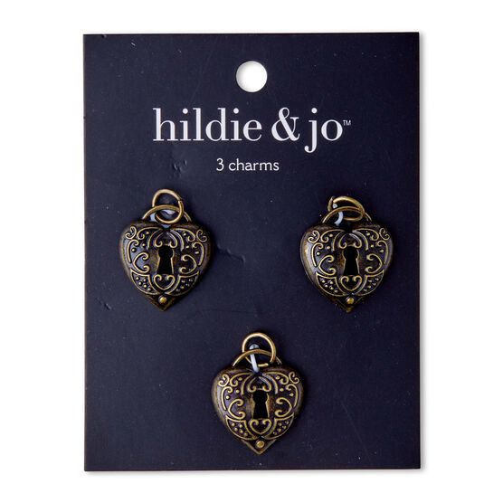 3ct Antique Gold Heart Charms by hildie & jo