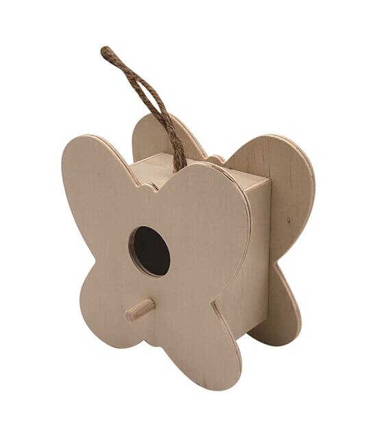 4" Unfinished Wood Butterfly Birdhouse by Park Lane, , hi-res, image 2