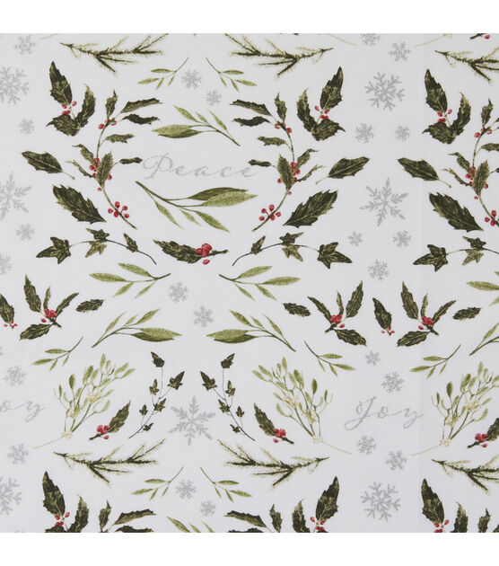 Robert Kaufman Silver Peace & Joy Christmas Metallic Cotton Fabric