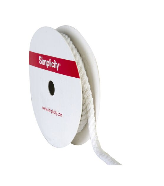 Simplicity Twisted Cotton Cord Trim 0.19'' White, , hi-res, image 3