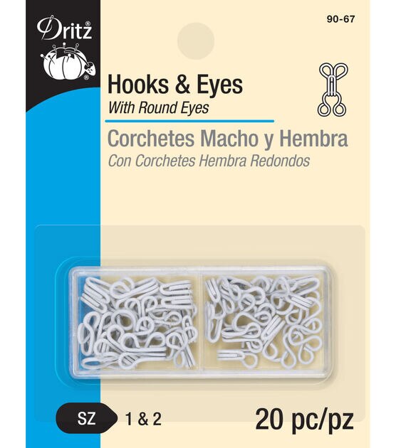 Dritz Hooks & Eyes, 20 pc, White