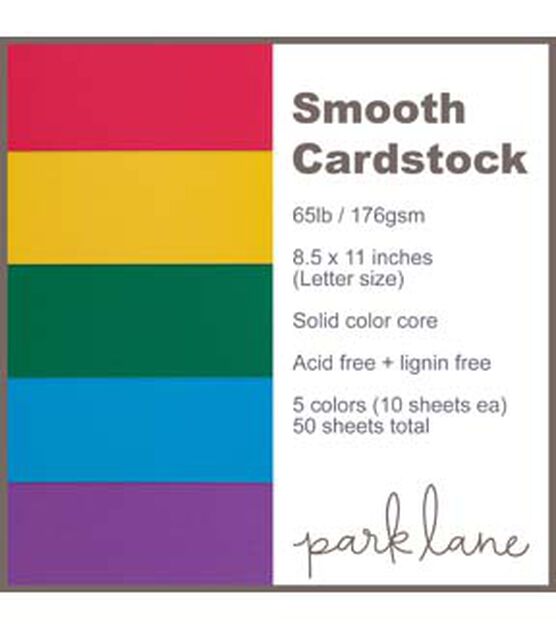 50 Sheet 8.5" x 11" Jewel Solid Core Cardstock Paper Pack by Park Lane, , hi-res, image 4