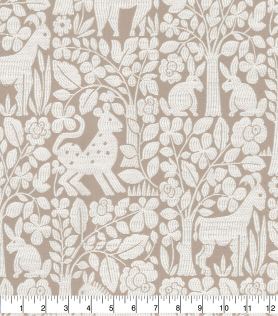Waverly Upholstery Décor Fabric 9"x9" Swatch Forest Friends Linen