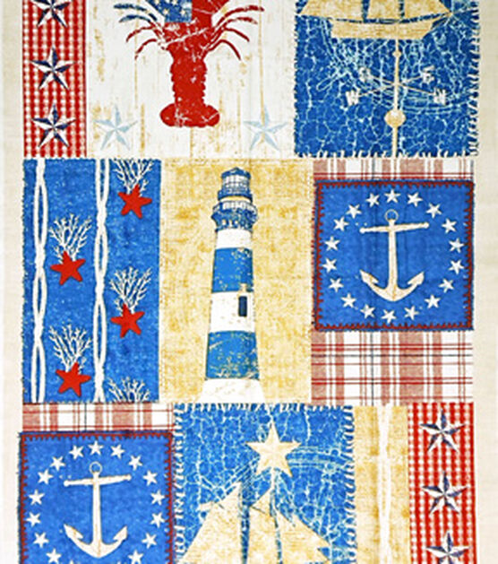 Novelty Cotton Fabric Panel 44" Nautical Patch, , hi-res, image 2