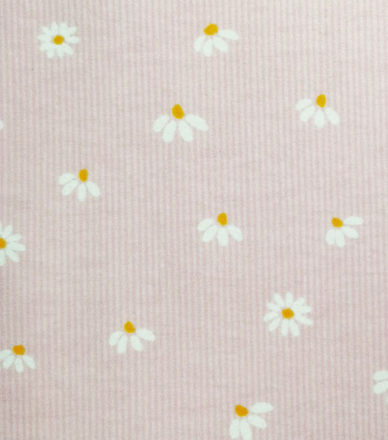 Daisies on Striped Nursery Flannel Fabric by Lil' POP!