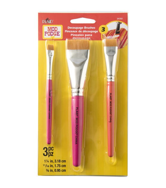 Specialty Paint Brush Set of 3: S M & L / Synthetic Bristle