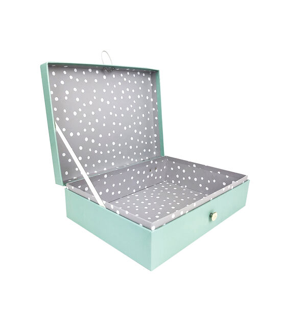 11" Light Teal Rectangle Box With Button Closure, , hi-res, image 2