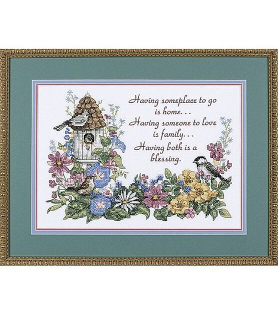 Dimensions 14" x 10" Flowery Verse Stamped Cross Stitch Kit