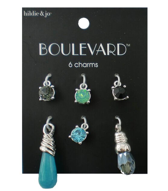 hildie & jo Boulevard 6 Pack Silver Charms Multi Crystals