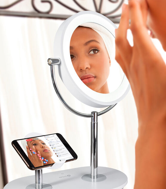 OttLite 16" LED Makeup Mirror With USB & Wireless Charging Stand, , hi-res, image 2