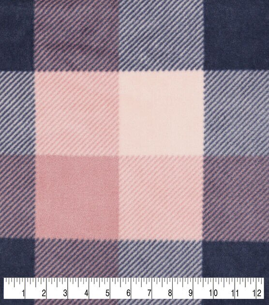 Jovial Pink Plaid Luxe Fleece Fabric, , hi-res, image 2