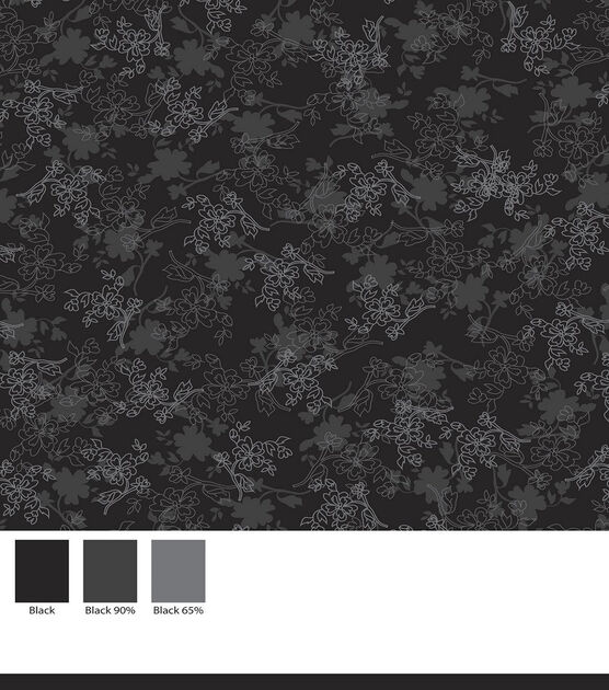 Floral on Black Quilt Cotton Fabric by Keepsake Calico