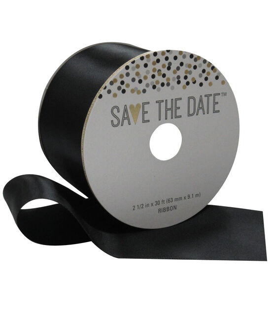 Save the Date 2.5'' X 30' Ribbon Black Satin
