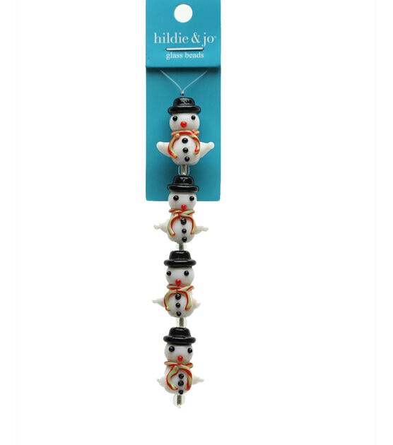 4" White & Black Snowman Glass Strung Beads by hildie & jo